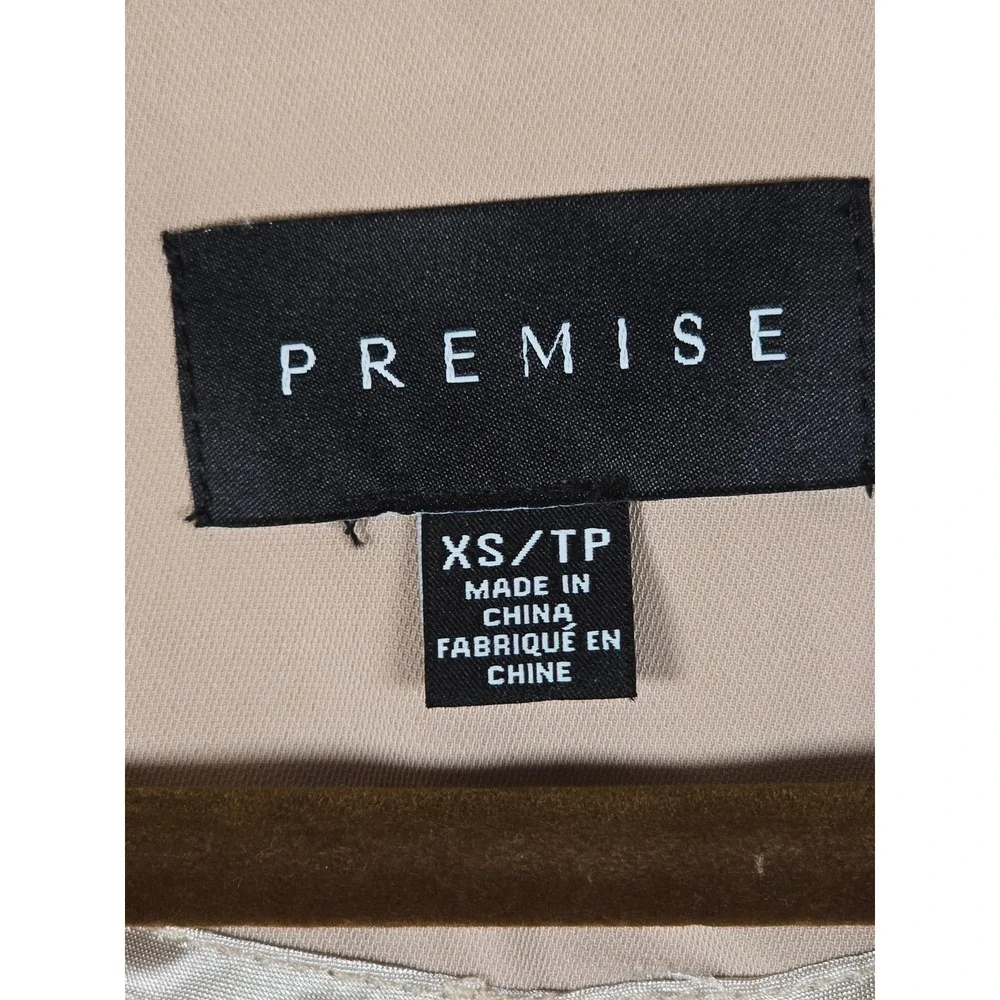 Premise Womens XS Tan Open Front Waterfall‎ Jacket Roll Tab Sleeve Cinched Waist